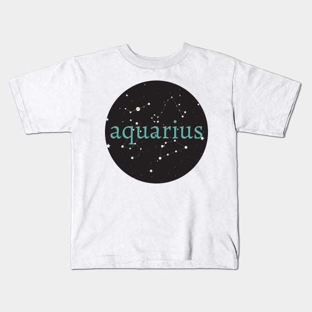 Aquarius Zodiac Star Sign Circle Kids T-Shirt by magicae